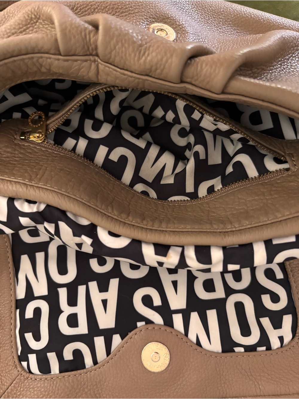 Marc by Marc Jacobs Taupe Pebbled Leather Shoulder Bag with Gold Hardware - Picture 6 of 16
